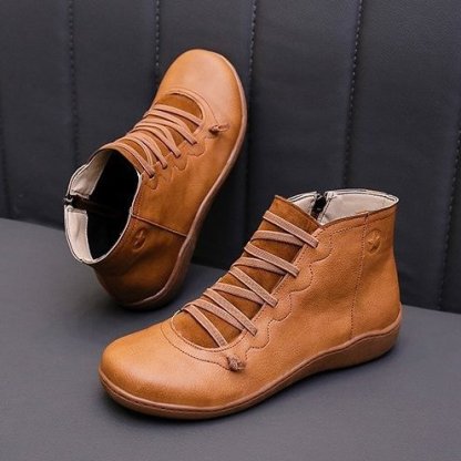 Women Leather Waterproof Orthopedic Vintage Boots