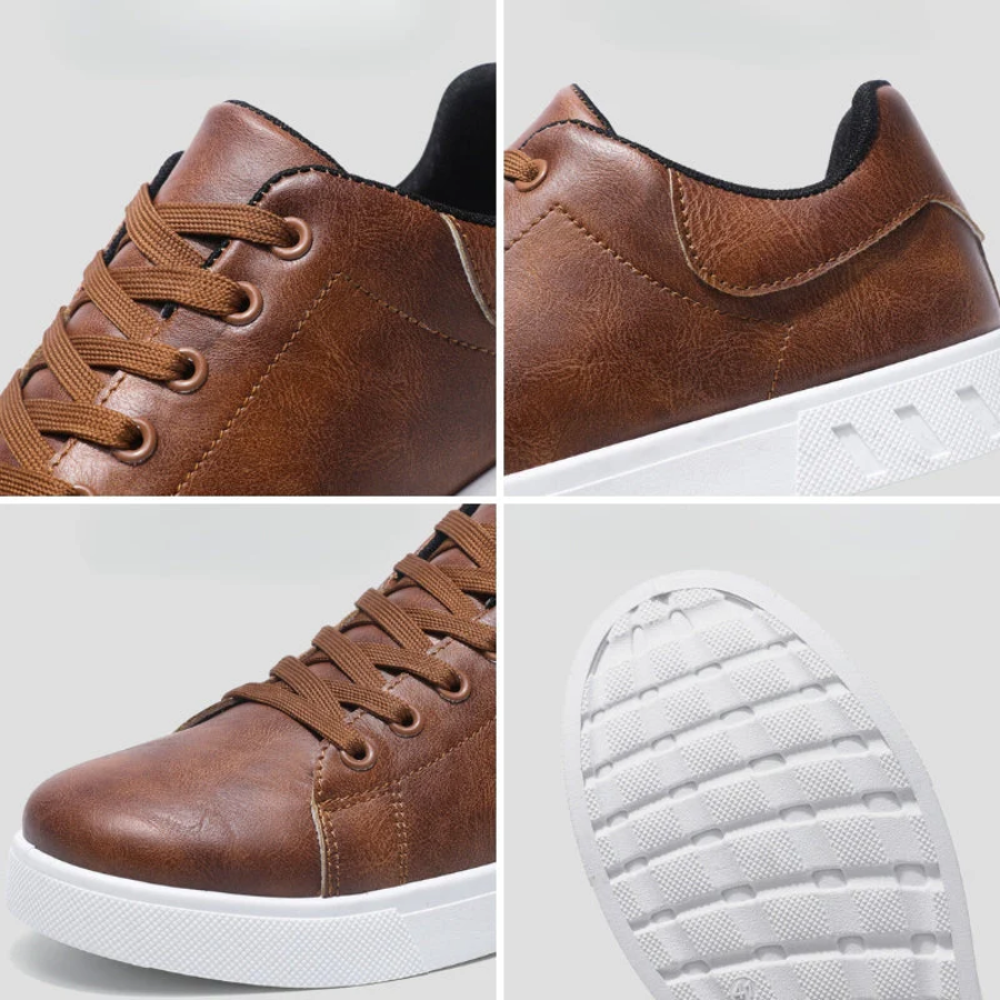 Men's Stylish Brown Leather Sneakers