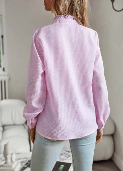 Ruffled Front Button-Up Blouse