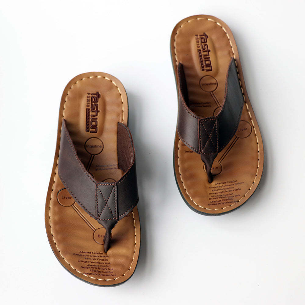 Summer New Men's Casual Leather Sandals Beach Shoes Flip Flops