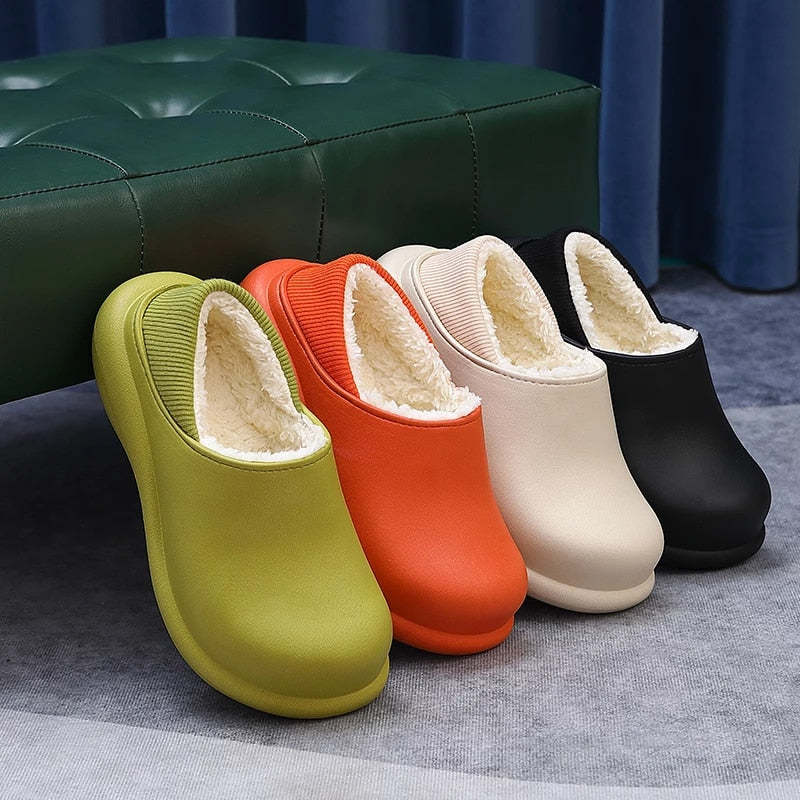 Women Cute Fur Slippers Elastic EVA Winter Shoes