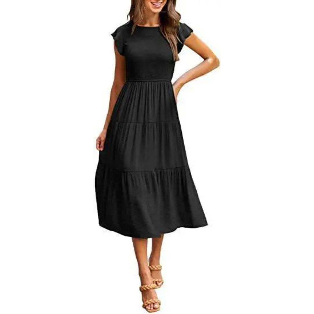 Elegant Flounce Midi Dress