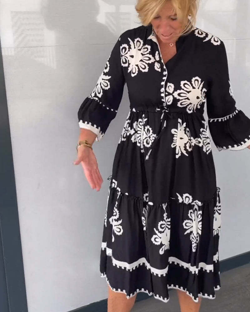 Sleeves Floral Print Dress