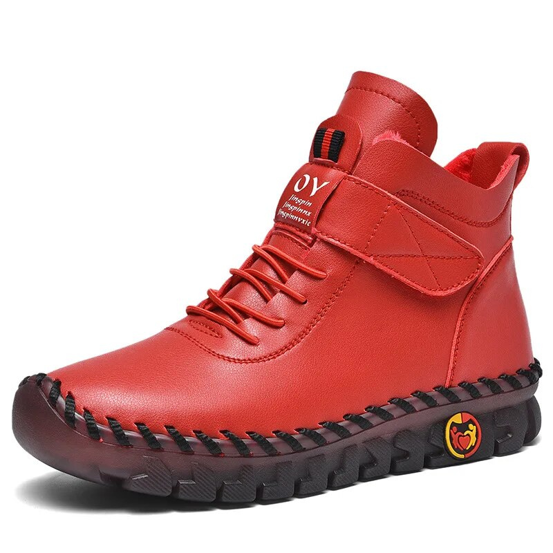 Orthopedic Shoes for Women Waterproof Velcro Plush Fleece Warm Leather Boots