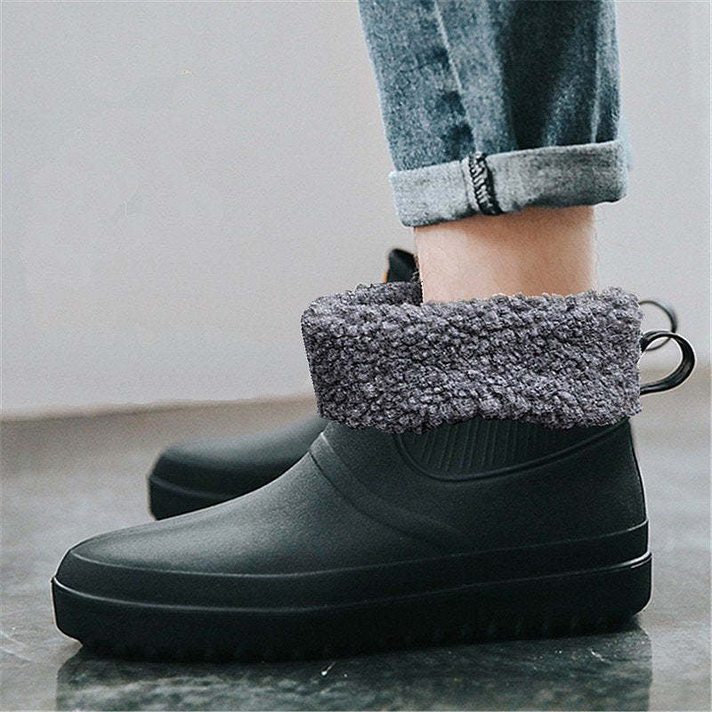 Fishing Plush Ankle Boots PU Waterproof Orthopedic Shoes For Men