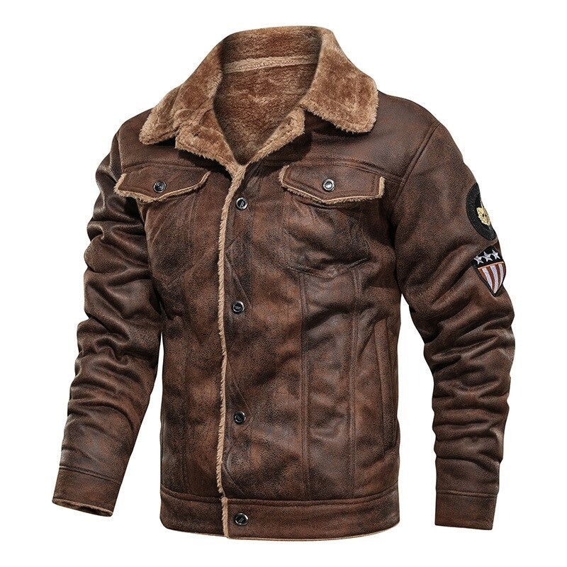 Suede Biker Jacket With Lambswool Lining