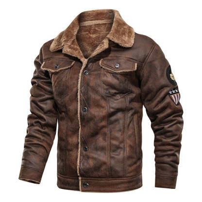Suede Biker Jacket With Lambswool Lining