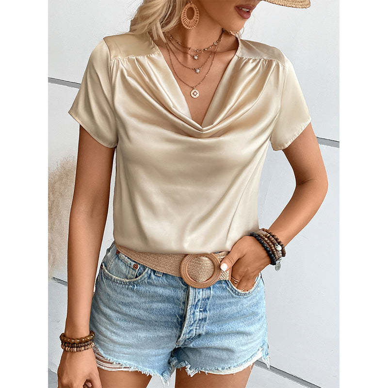 Draped Satin Blouse