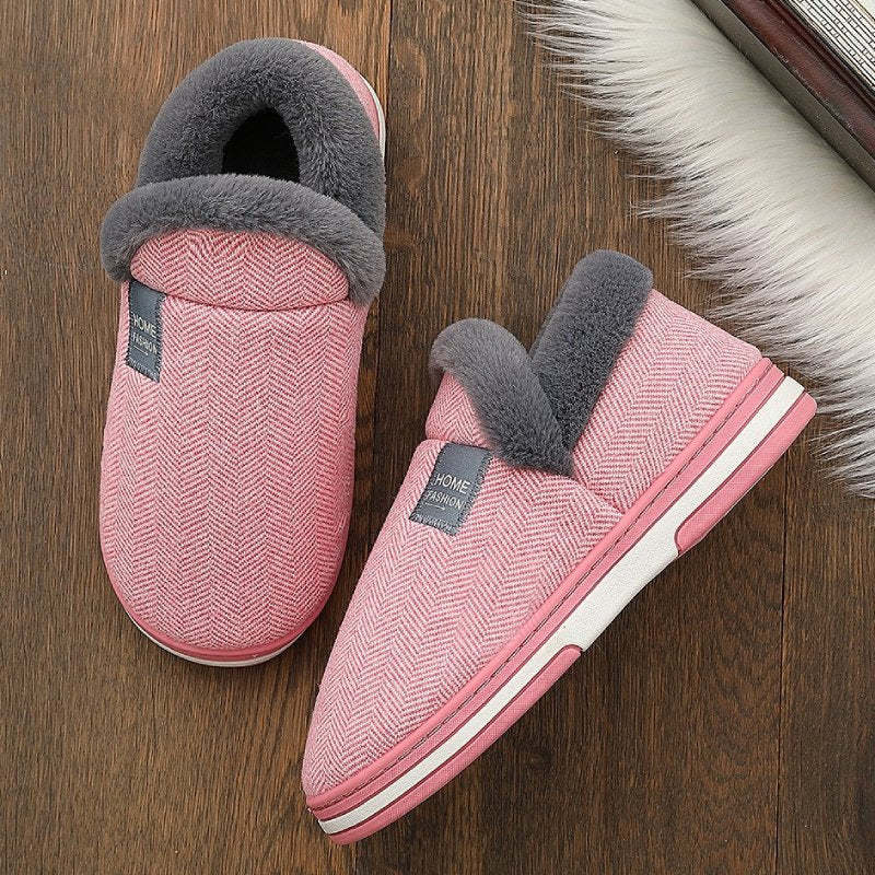 Women Cute Fur Slippers Heel Wrap Winter Footwear