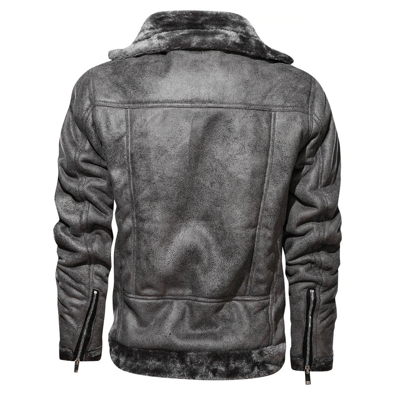 Leather Biker Jacket With Fleece Lining