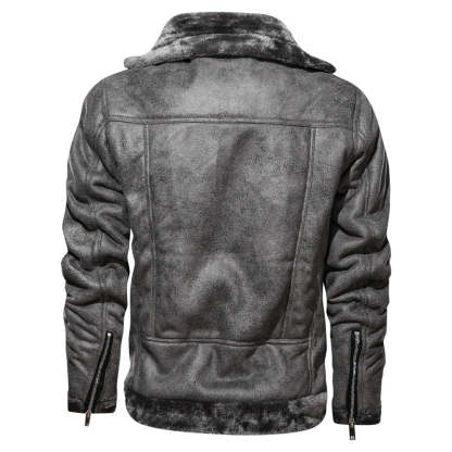 Leather Biker Jacket With Fleece Lining