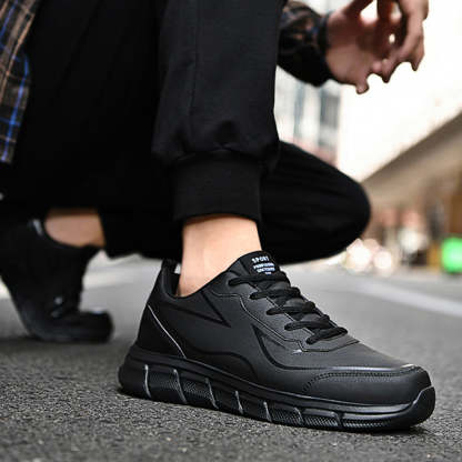 Men's Black Leather Comfort Sneakers