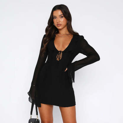 Mini Dress with Sheer Sleeves