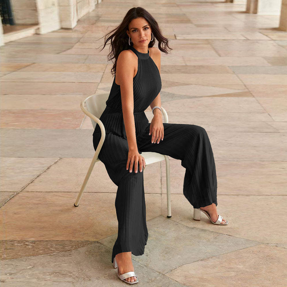 Pleated Jumpsuit With Belt
