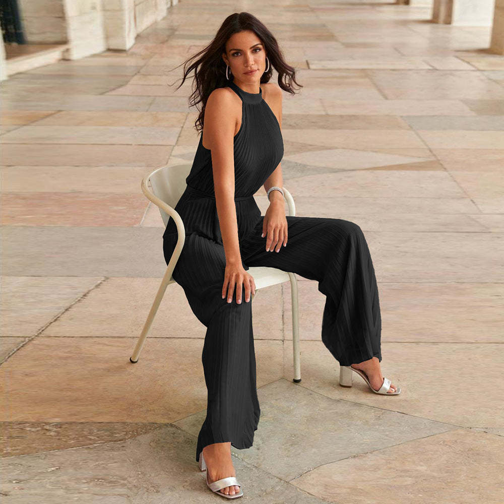 Pleated Jumpsuit With Belt