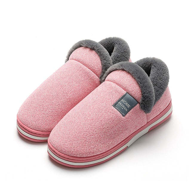 Women Cute Fur Slippers Heel Wrap Winter Footwear