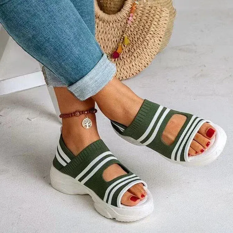 Leather Orthopedic Arch Support Sandals Diabetic Knitting Walking Sandals
