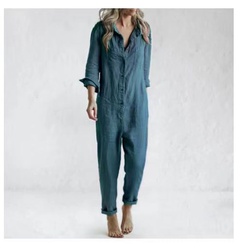 Cotton Turn-Down Jumpsuit