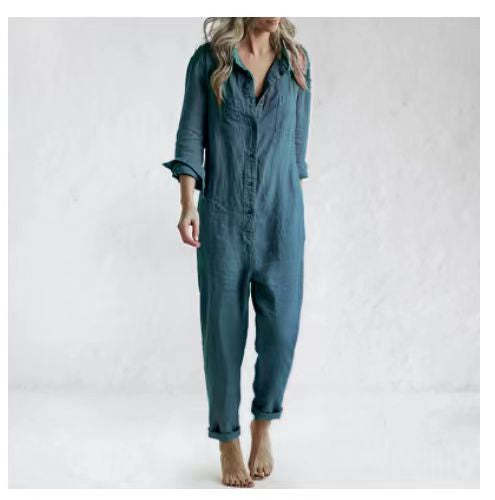 Cotton Turn-Down Jumpsuit