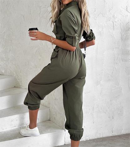 FIA Army Green Utility Cargo Jumpsuit