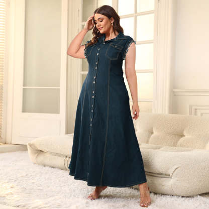 Denim Button-Down Dress