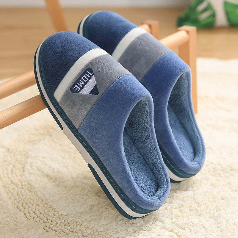 Velvet Fur Men Indoor Slippers Cushion Winter Shoes