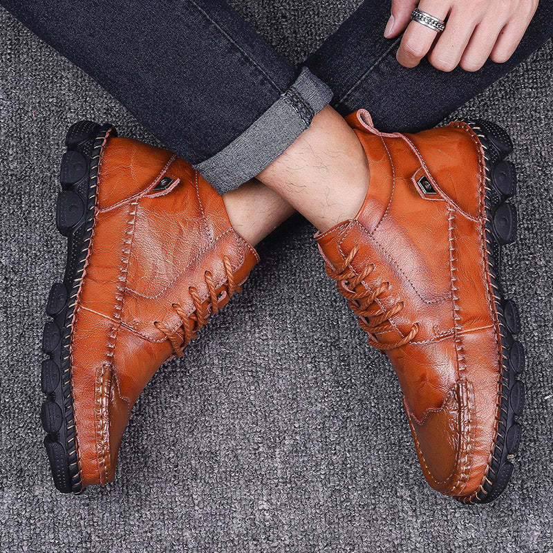 Men Leather Ankle Boots Round Toe Casual Orthopedic Shoes