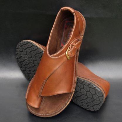 Women's Orthopedic Open Toe Leather Flat Bunion Sandals