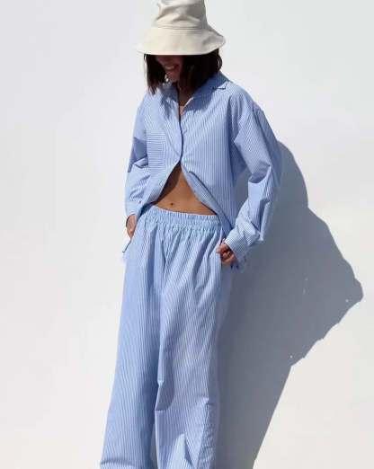 Striped Cotton Co-ord Set with Relaxed Shirt