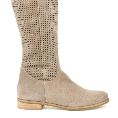 Women's Comfort Low Heel Round Toe Suede Tall Boots