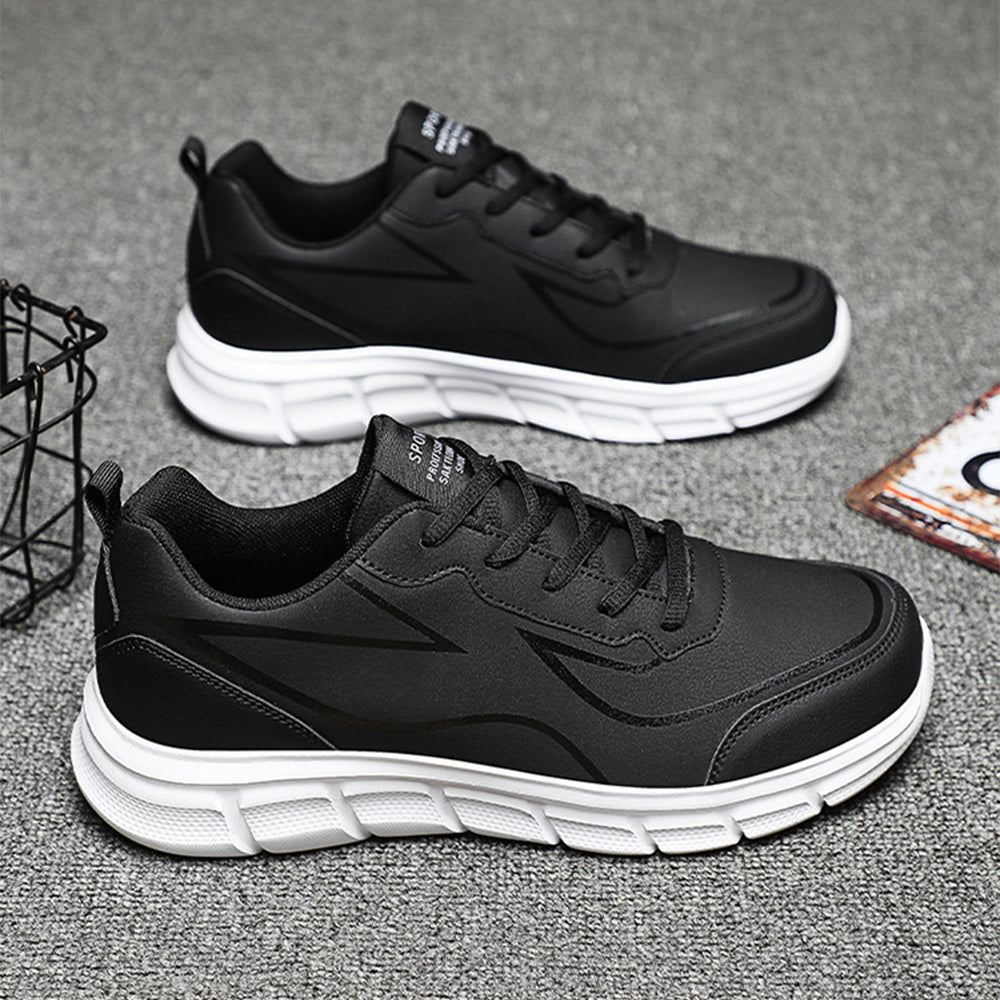 Men's Black Leather Comfort Sneakers