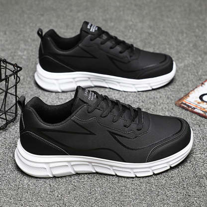 Men's Black Leather Comfort Sneakers