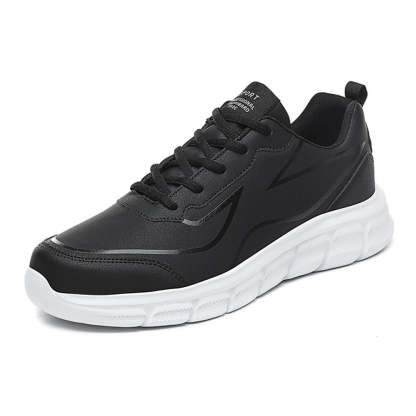 Men's Black Leather Comfort Sneakers