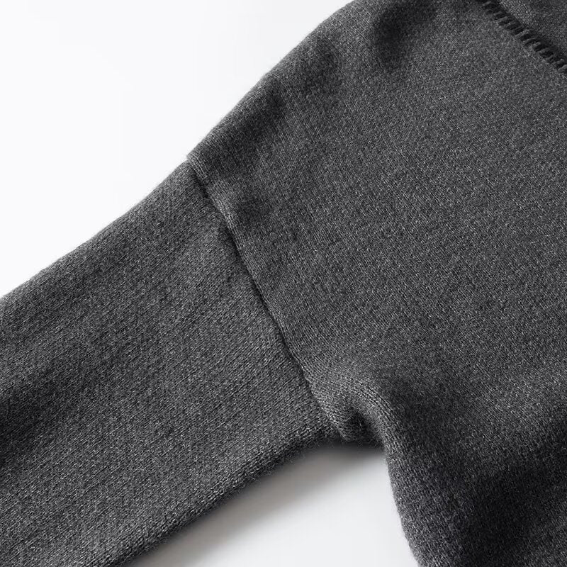 Charcoal Chic Wool-Blend V-Neck Pullover