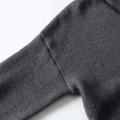 Charcoal Chic Wool-Blend V-Neck Pullover