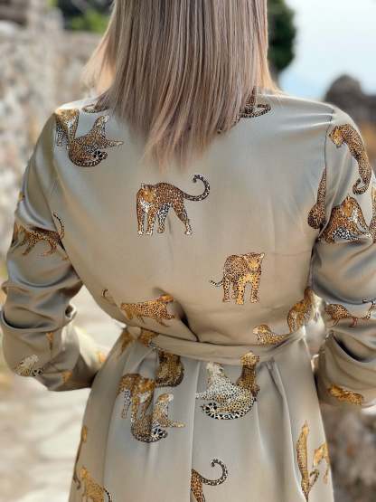  Animal Print Satin Dress