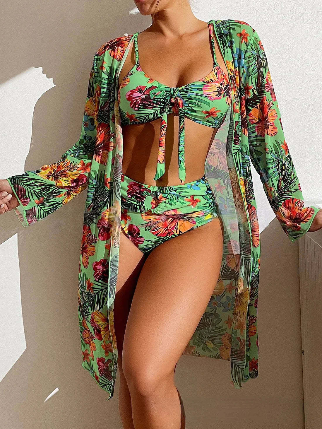 Stylish 3 Piece high waisted bikini