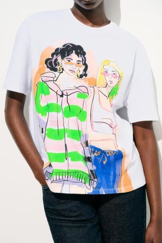 Artistic Sketch Print T-Shirt