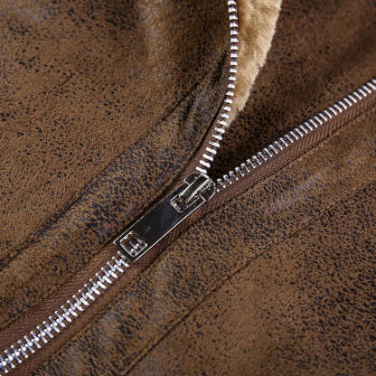 Leather Biker Jacket With Fleece Lining