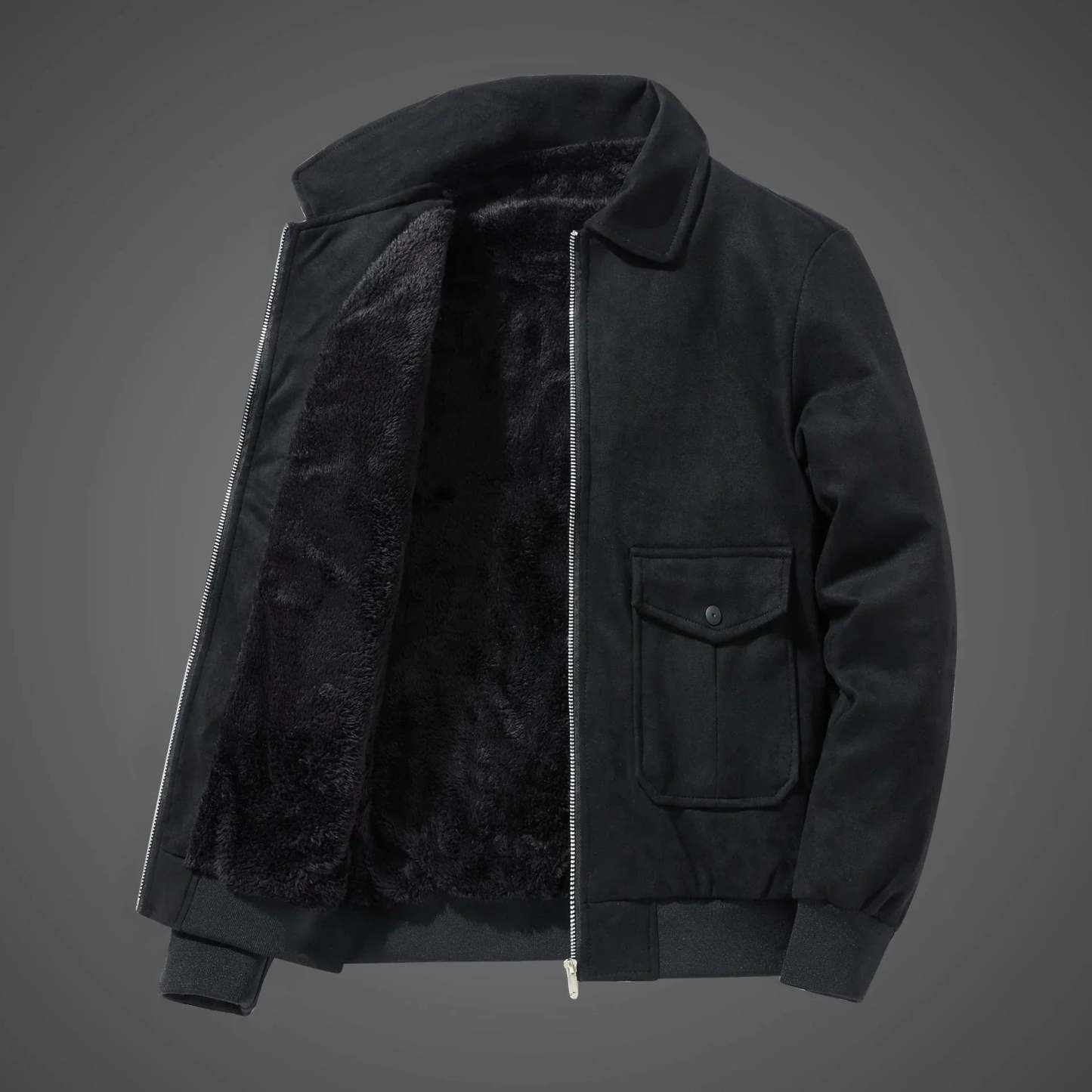 Suede Jacket With Teddy Inner Lining