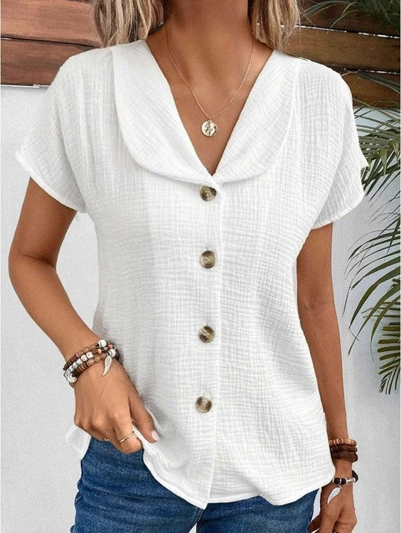 Casual V-Neck Breathable Blouse