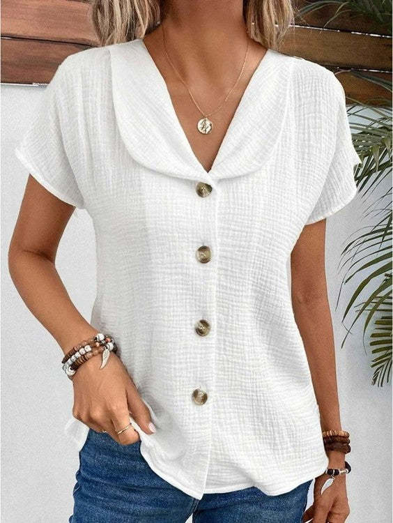 Casual V-Neck Breathable Blouse
