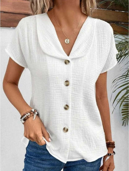 Casual V-Neck Breathable Blouse
