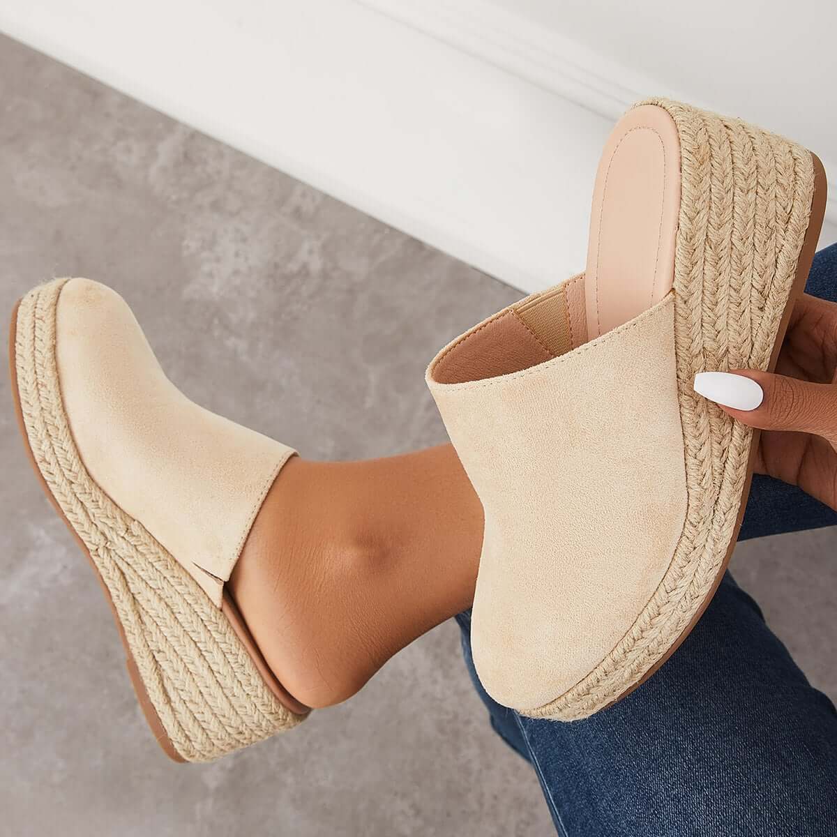 Women's Espadrilles Mule Wedges Platform Slip on Backless Sandals