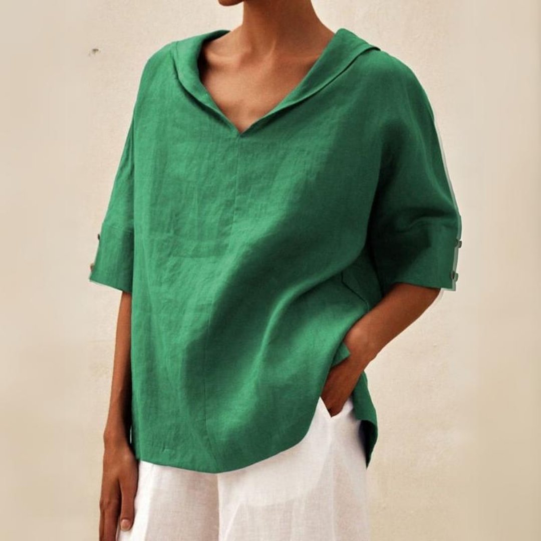 Women's V-Neck Casual Linen Shirt