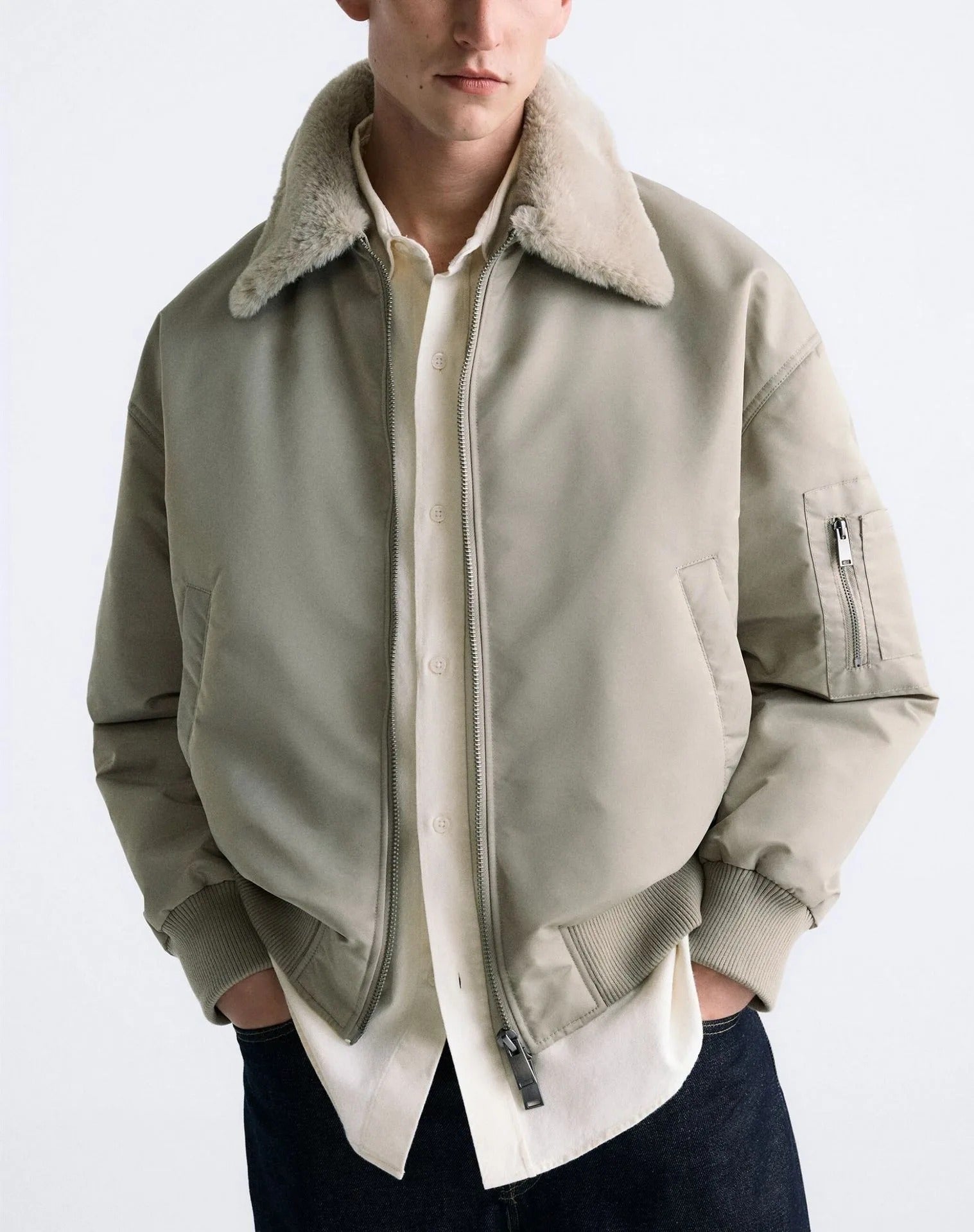Men's Sherpa Collar Bomber Jacket