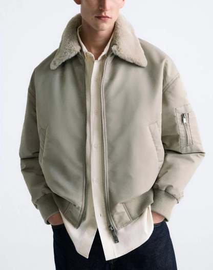 Men's Sherpa Collar Bomber Jacket