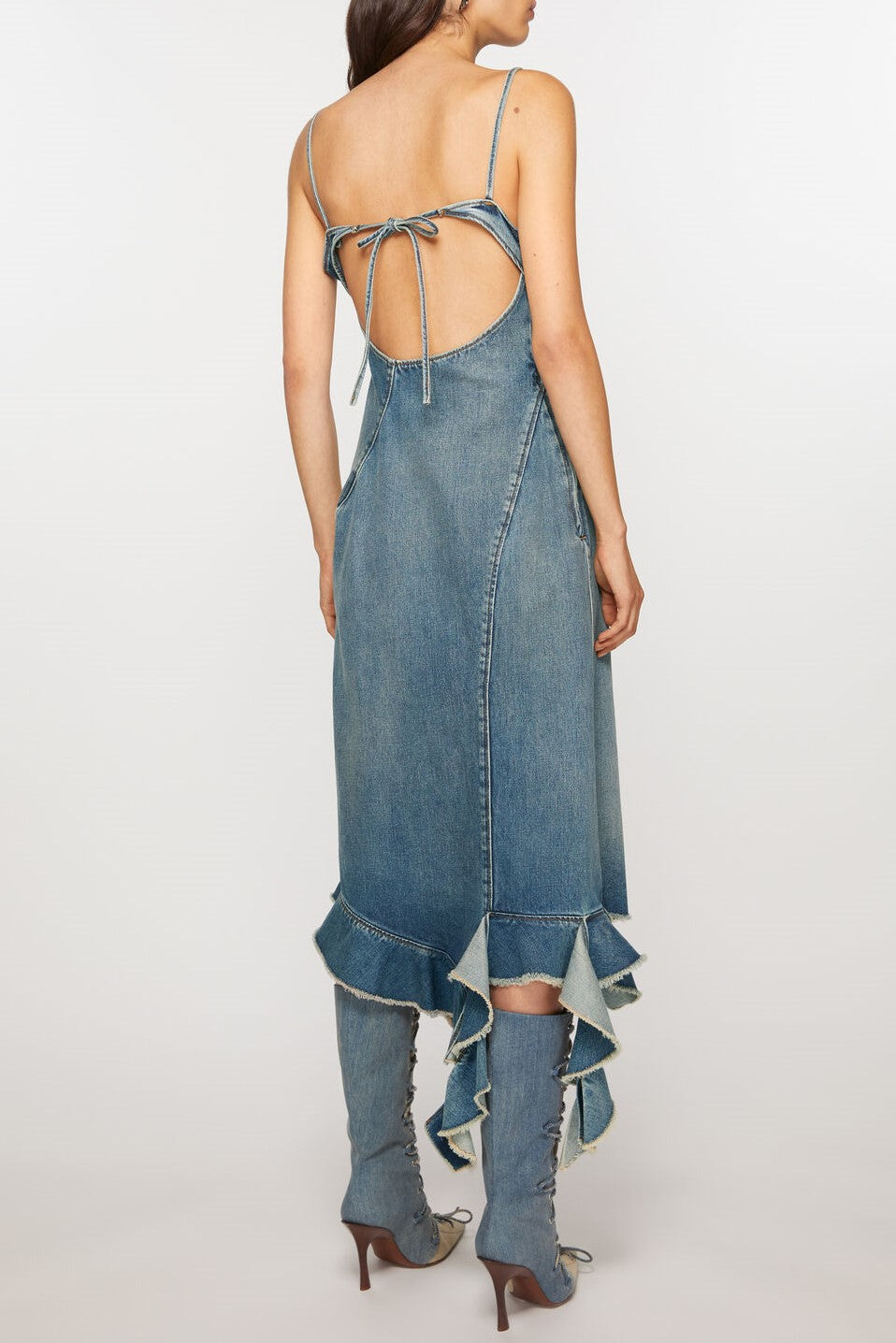 Denim Ruffle Midi Dress