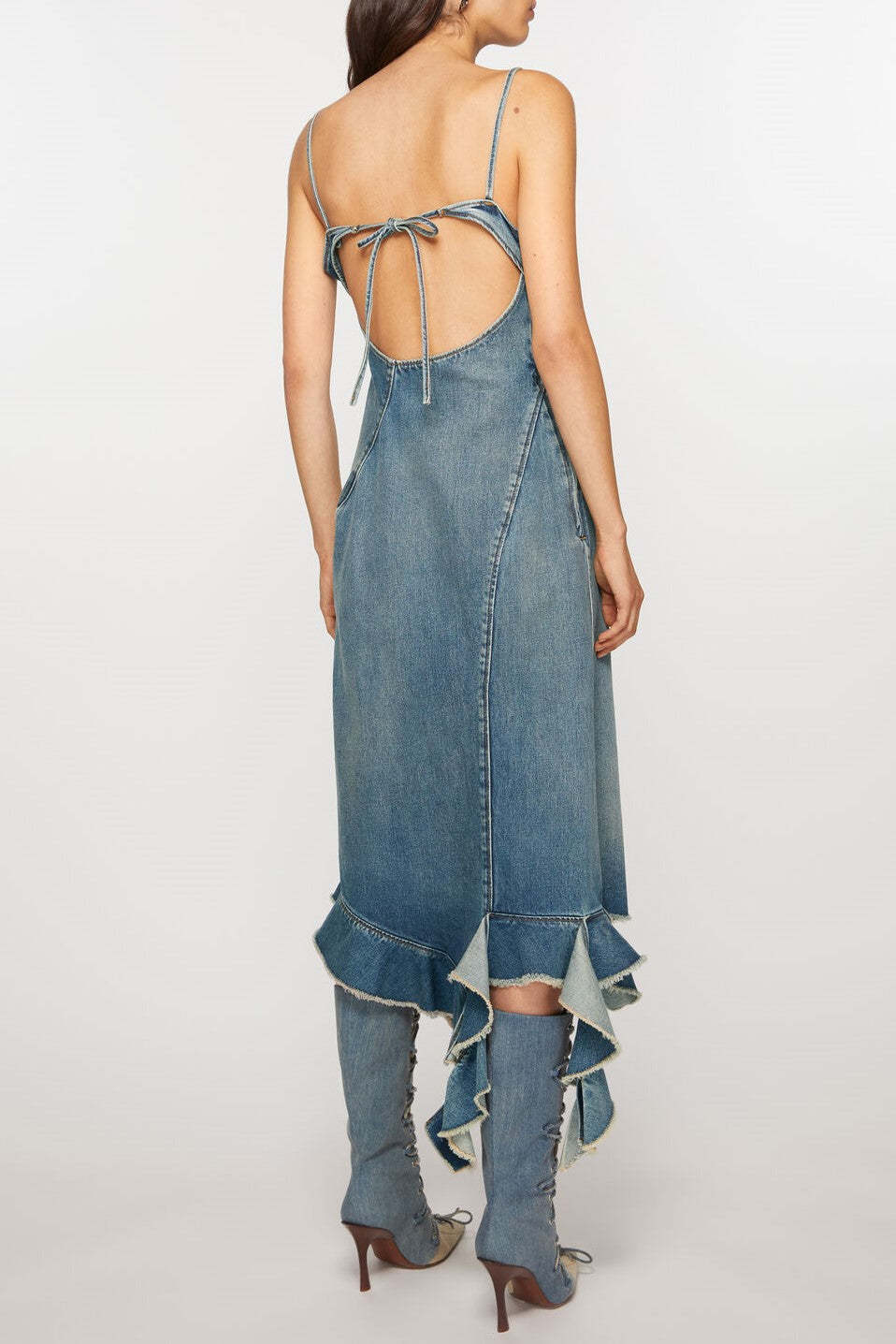 Denim Ruffle Midi Dress