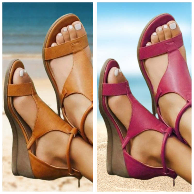 Orthopedic Leather Sandals with Heel